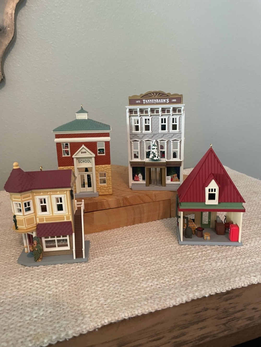 Hallmark Holiday Village Miniature Houses - Red, Green, Cream, White